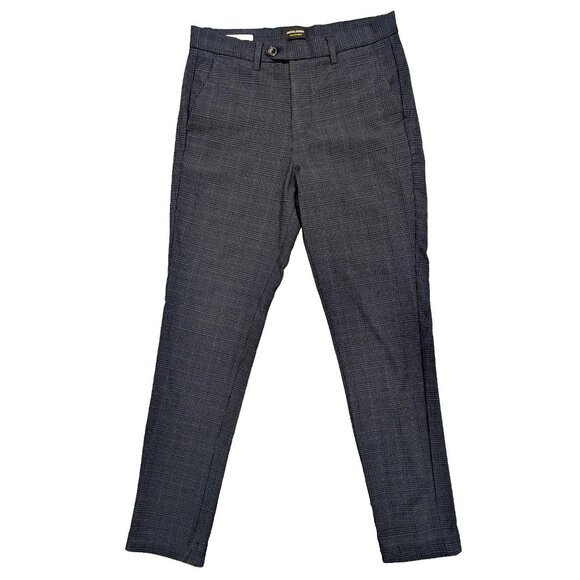 Jack & Jones Slim Fit Dress Pants Marco Bi-Stretch Navy Check Mens Size 30x32 - Picture 1 of 15